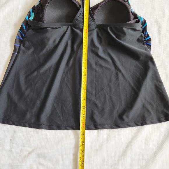 Maxine of Hollywood Tankini Swimsuit Top Women 14 Black Stripe Beach Cruise Boho - Picture 12 of 14